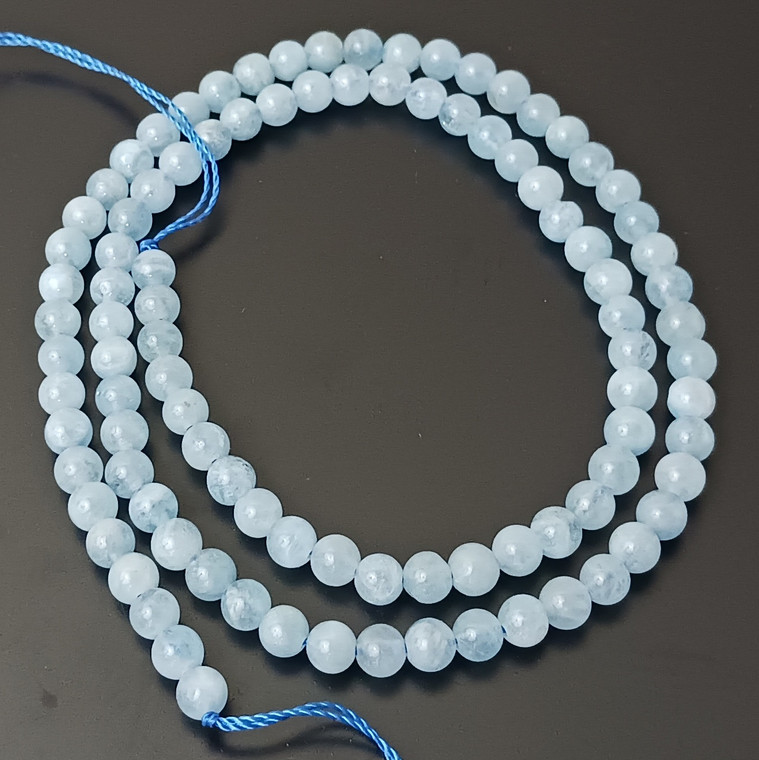 4mm Round Semiprecious Gemstone Beads - Aquamarine
