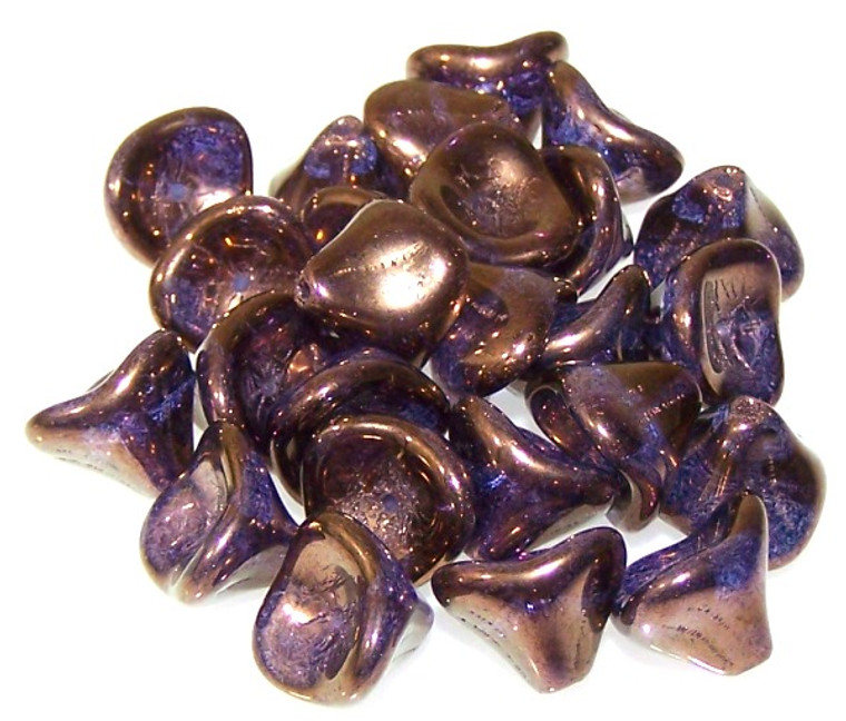 Czech Glass 10x12mm 3-Petal Flower Beads - Crystal Bronze
