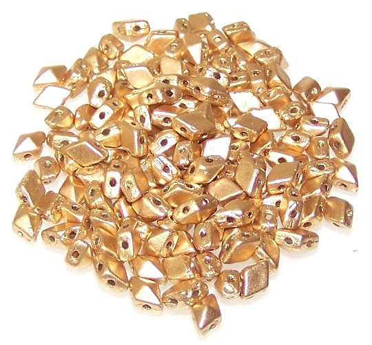 MINI DiamonDuo 2-Hole Czech Glass 4x6mm Beads - Aztec Gold