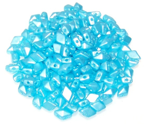 MINI DiamonDuo 2-Hole Czech Glass 4x6mm Beads - Pastel Aqua