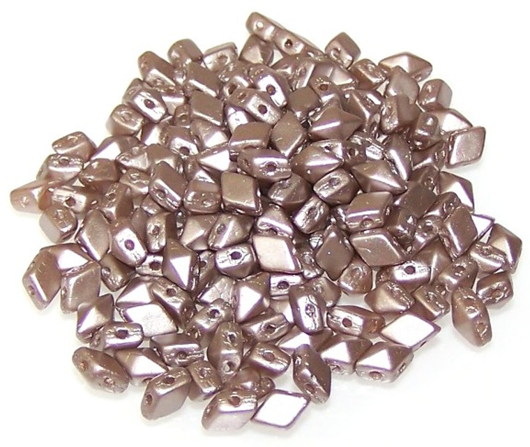 MINI DiamonDuo 2-Hole Czech Glass 4x6mm Beads - Pastel Light Brown