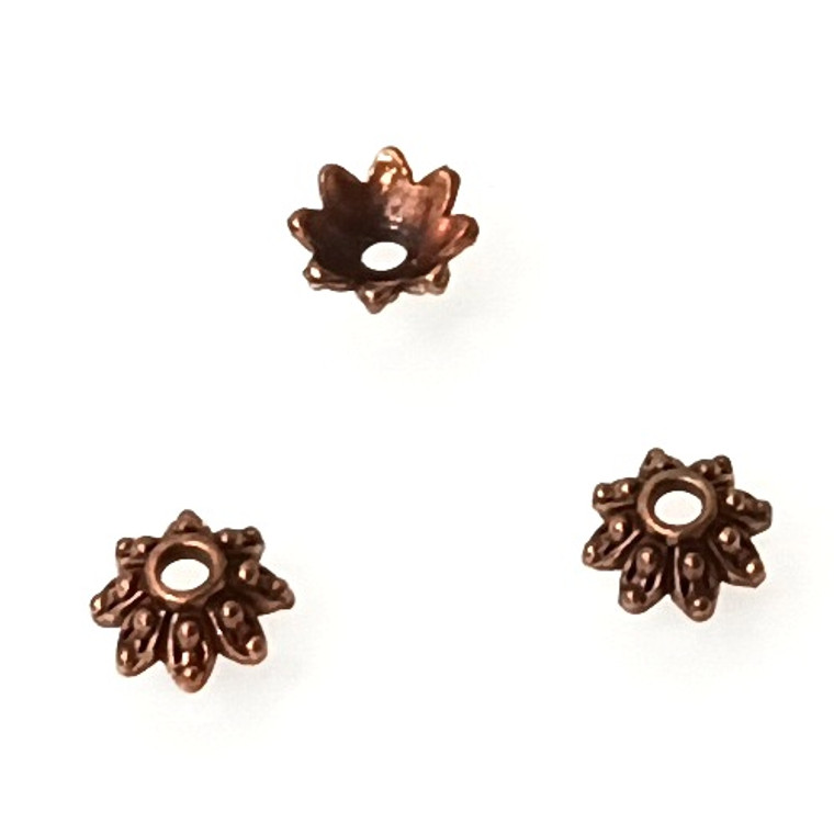 Antique Copper 3x8mm Decorative Bead Caps