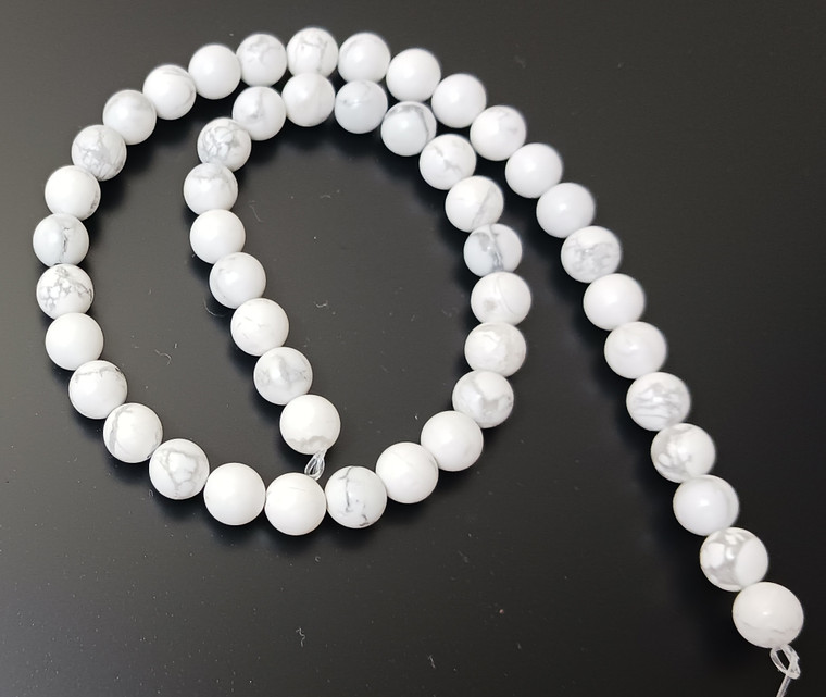 8mm Round Semiprecious Gemstone Beads - White Howlite