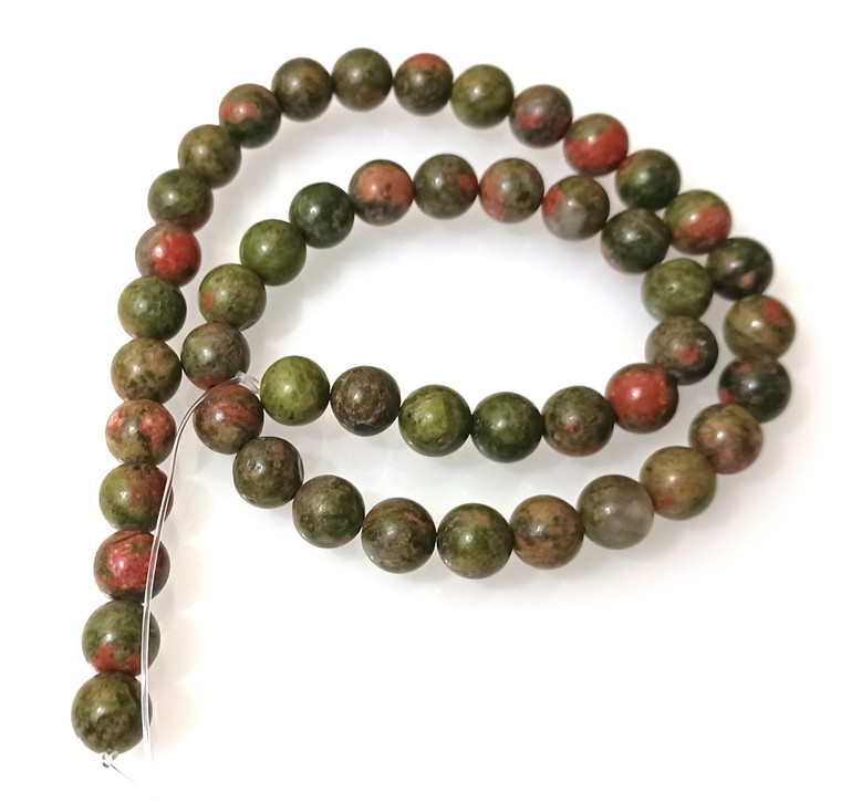 8mm Round Semiprecious Gemstone Beads - Unakite