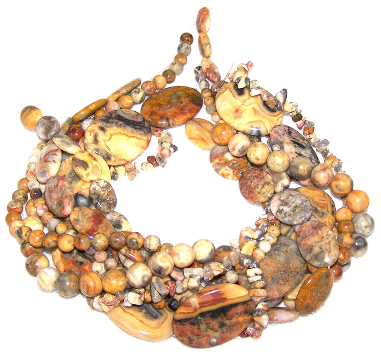 Crazy Lace Agate Semiprecious Gemstone Beads - 7 Strand Set