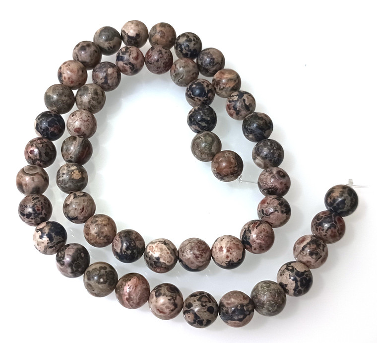 8mm Round Semiprecious Gemstone Beads - Leopardskin Jasper