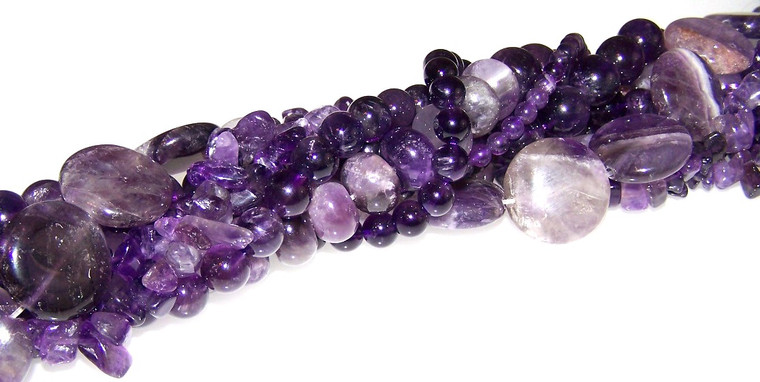 Amethyst Semiprecious Gemstone Beads - 7 Strand Set