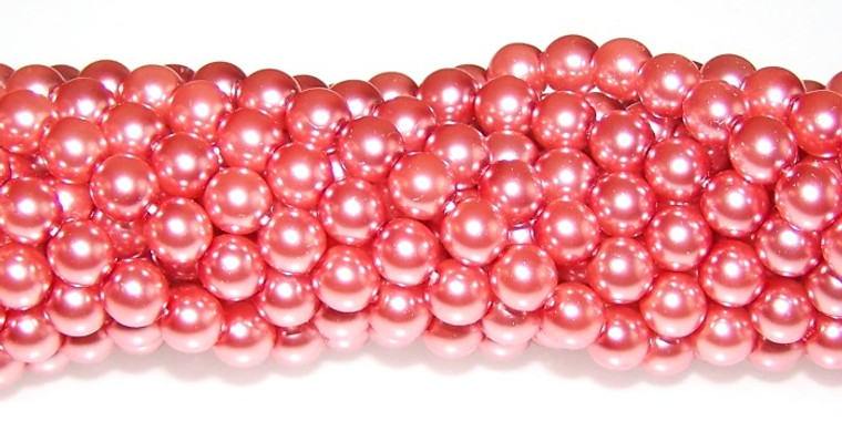 Czech Glass 6mm Pearl Beads - Salmon