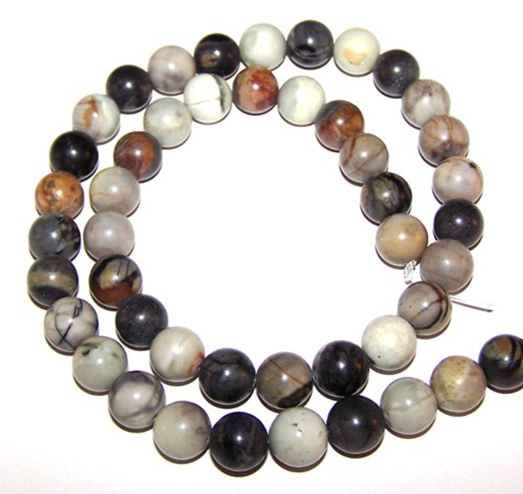 8mm Round Semiprecious Gemstone Beads - Picasso Jasper