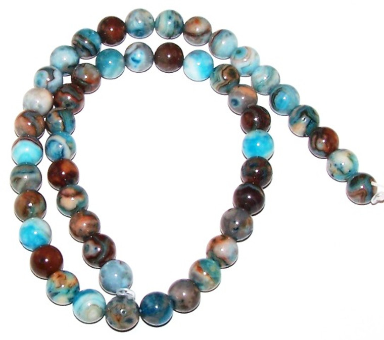 8mm Round Semiprecious Gemstone Beads - Blue Crazy Lace Agate