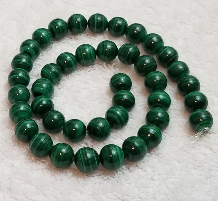 Malachite 10mm Round Semiprecious Gemstone Beads