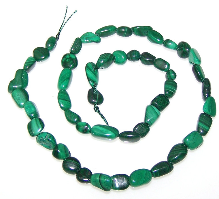 Malachite 7x10mm Irregular Nuggets Semiprecious Gemstone Beads