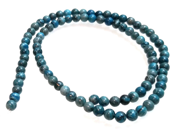 4mm Round Semiprecious Gemstone Beads - Blue Picasso Jasper