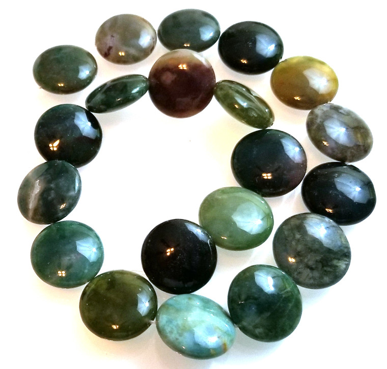 20mm Puff Coin Semiprecious Gemstone Beads - Fancy Jasper