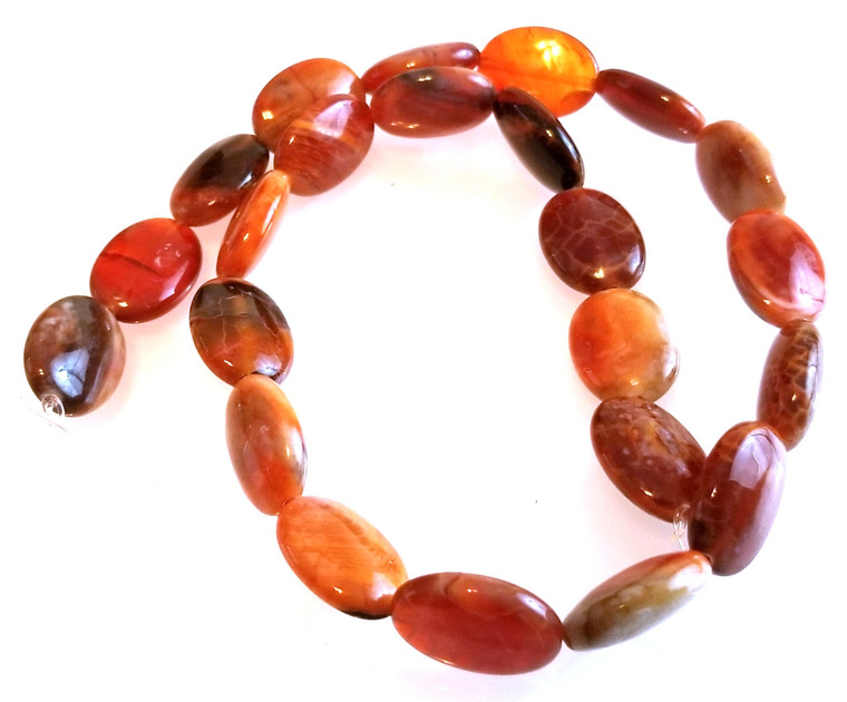 13x18mm Puff Oval Semiprecious Gemstone Beads - Fire Agate