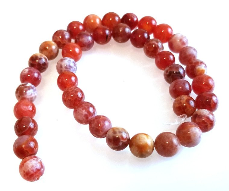 10mm Round Semiprecious Gemstone Beads - Fire Agate