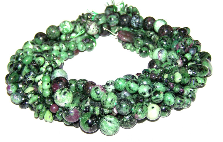 Ruby Zoisite Semiprecious Gemstone Beads - 8 Strand Set