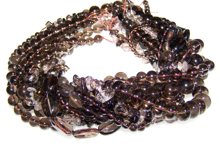 Smoky Quartz Semiprecious Gemstone Beads - 9 Strand Set