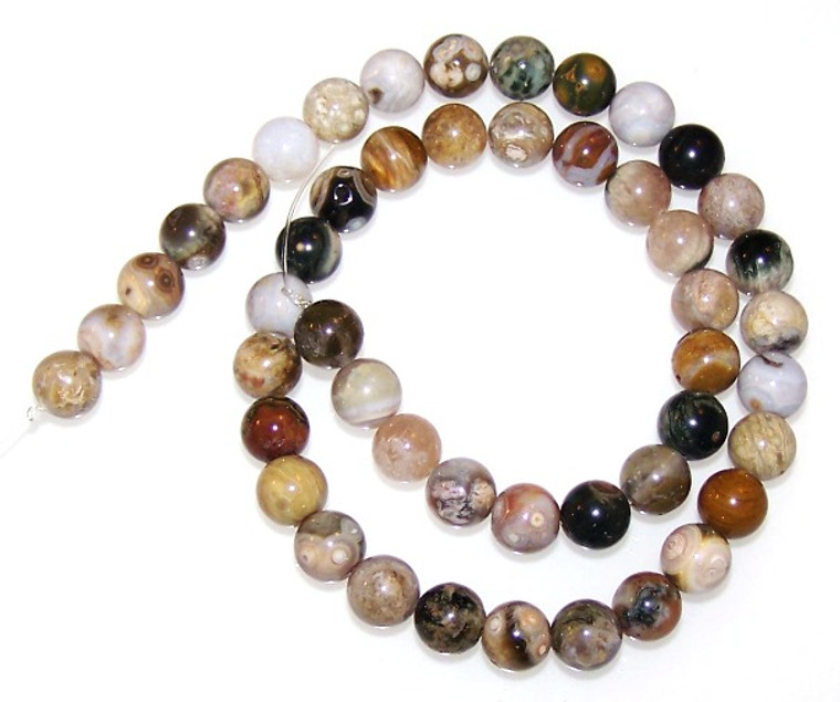 8mm Round Semiprecious Gemstone Beads - Ocean Jasper