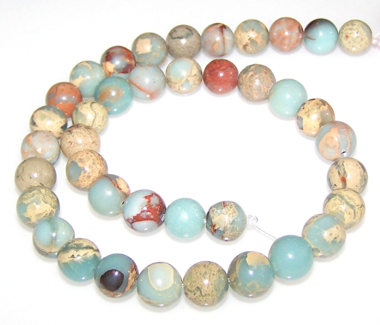 Aqua Terra Jasper 10mm Round Semiprecious Gemstone Beads