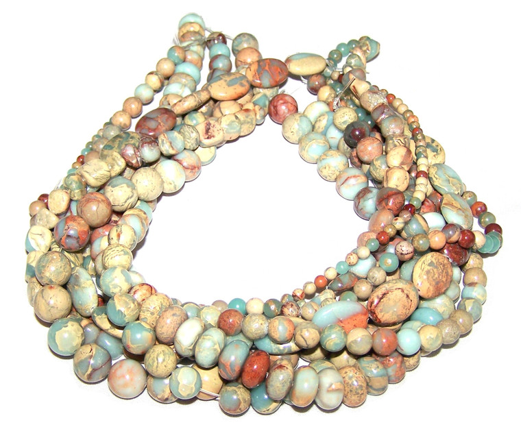 Aqua Terra Jasper Semiprecious Gemstone Beads - 8 Strand Set