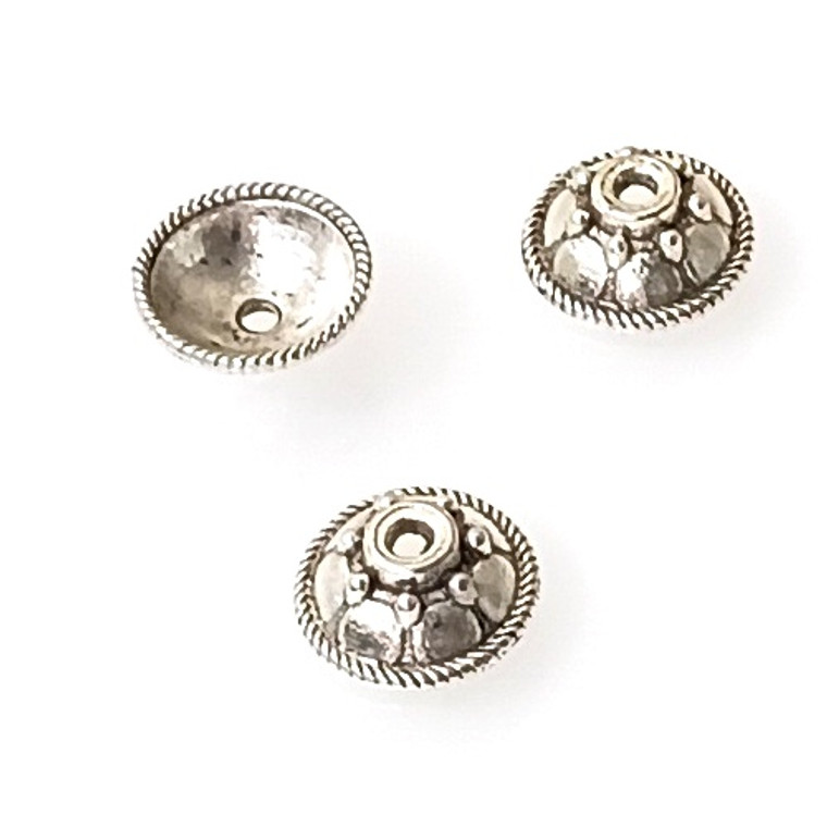 25 Antique Silver 5x11mm Round Bead Caps