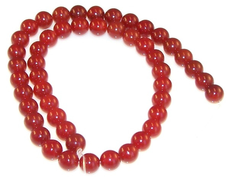 8mm Round Semiprecious Gemstone Beads - Red Carnelian
