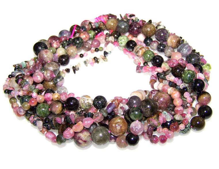 Tourmaline Semiprecious Gemstone Beads - 7 Strand Set