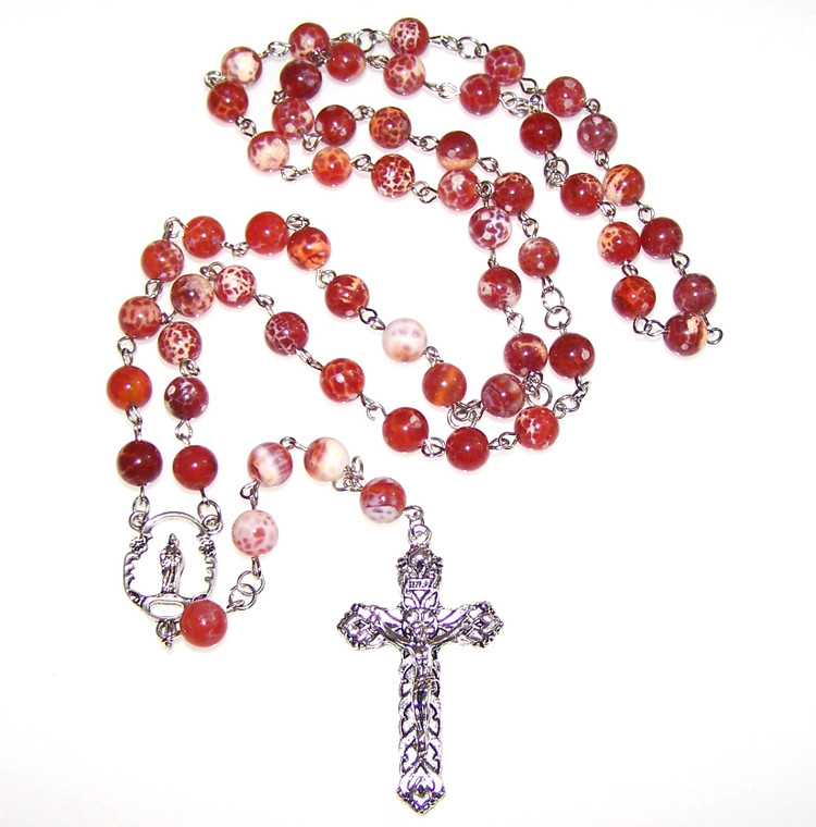 Fire Agate Beaded Rosary Making Kit