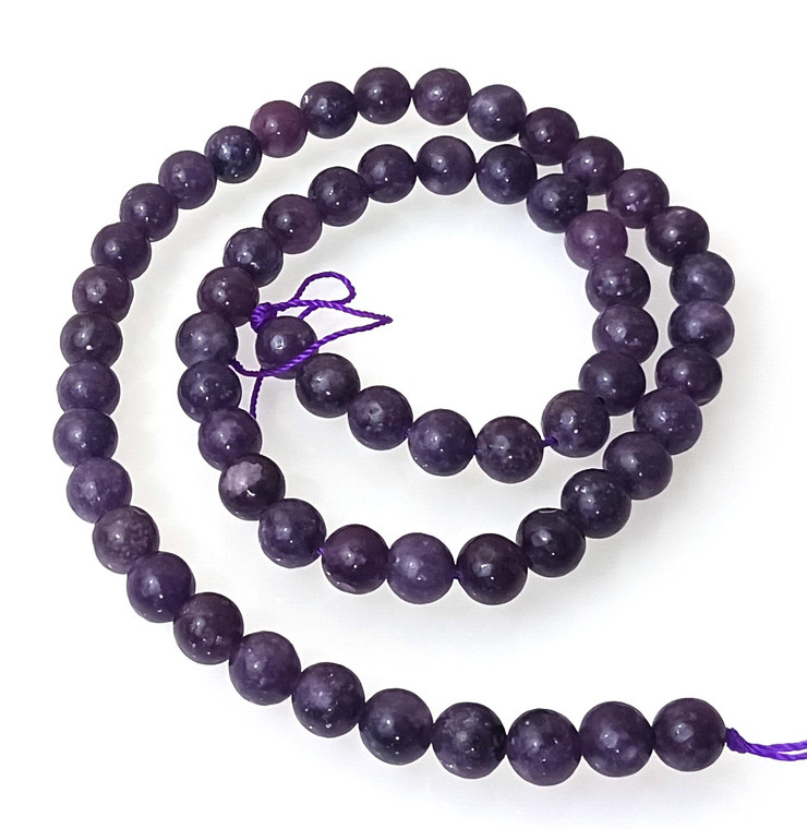 6mm Round Semiprecious Gemstone Beads - Lepidolite