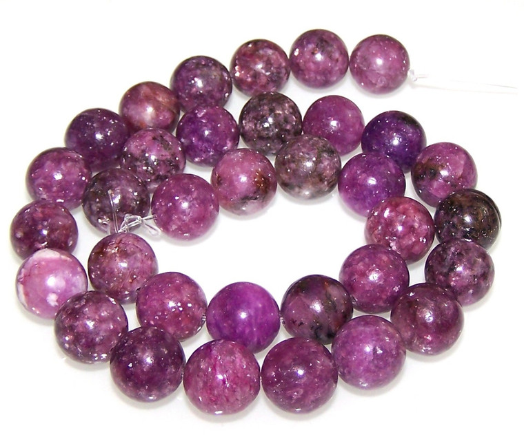 Lepidolite 12mm Round Semiprecious Gemstone Beads