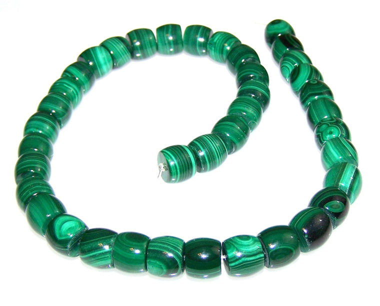 Malachite 12x10mm Rounded Drum Semiprecious Gemstone Beads