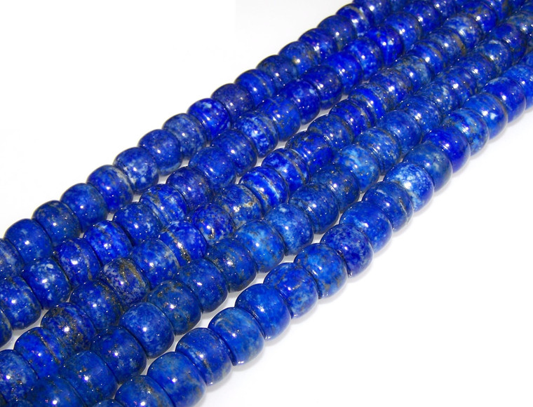 Lapis Lazuli 12x8mm Puff Rondelle Semiprecious Gemstone Beads