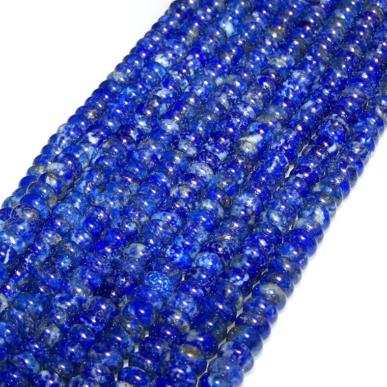 Lapis Lazuli 8x5mm Puff Rondelle Semiprecious Gemstone Beads