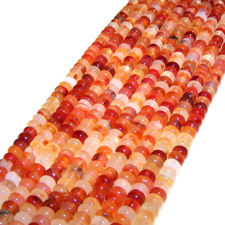 Natural Carnelian 8x5mm Puff Rondelle Semiprecious Gemstone Beads