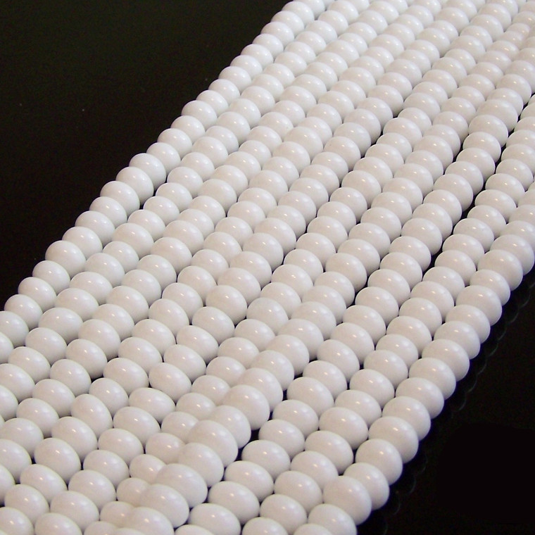 8x5mm Puff Rondelle Beads - White Agate