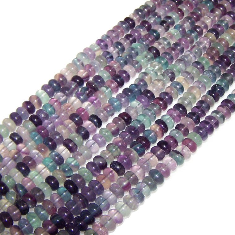 Fluorite 8x5mm Puff Rondelle Semiprecious Gemstone Beads