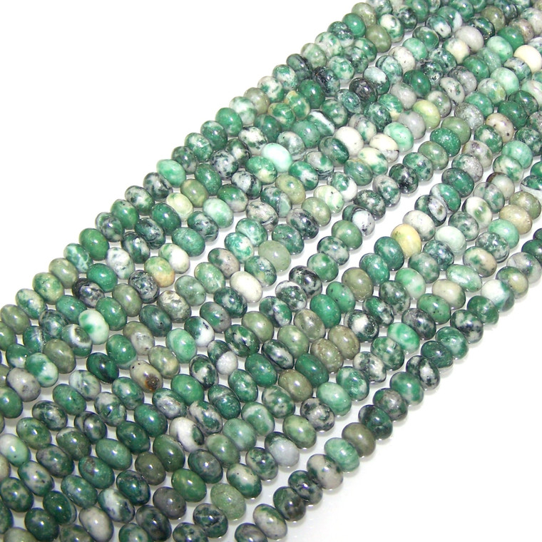 8x5mm Puff Rondelle Semiprecious Gemstone Beads - Qinghai Jade