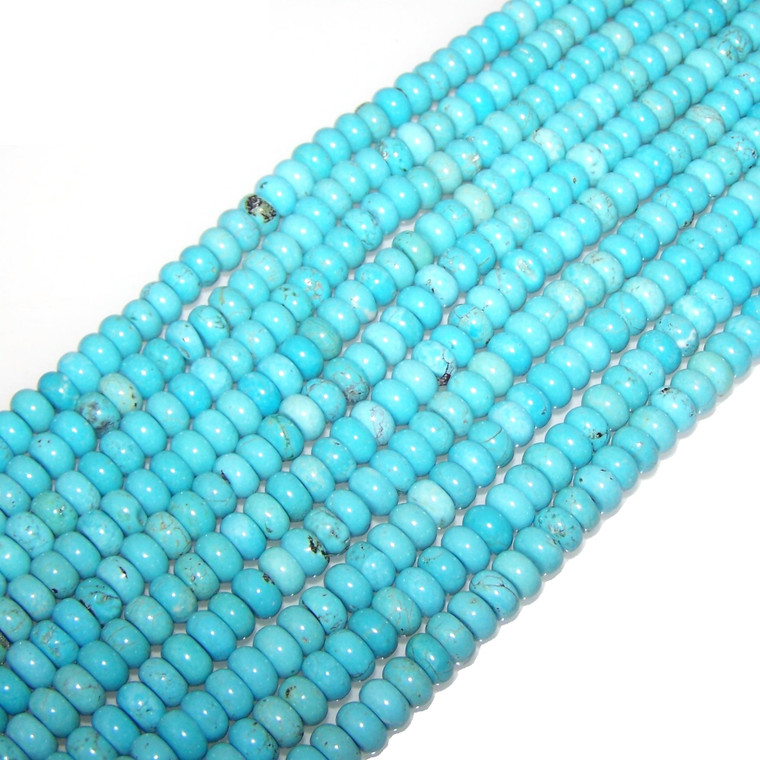 Turquoise Colored Howlite 8x5mm Puff Rondelle Semiprecious Gemstone Beads