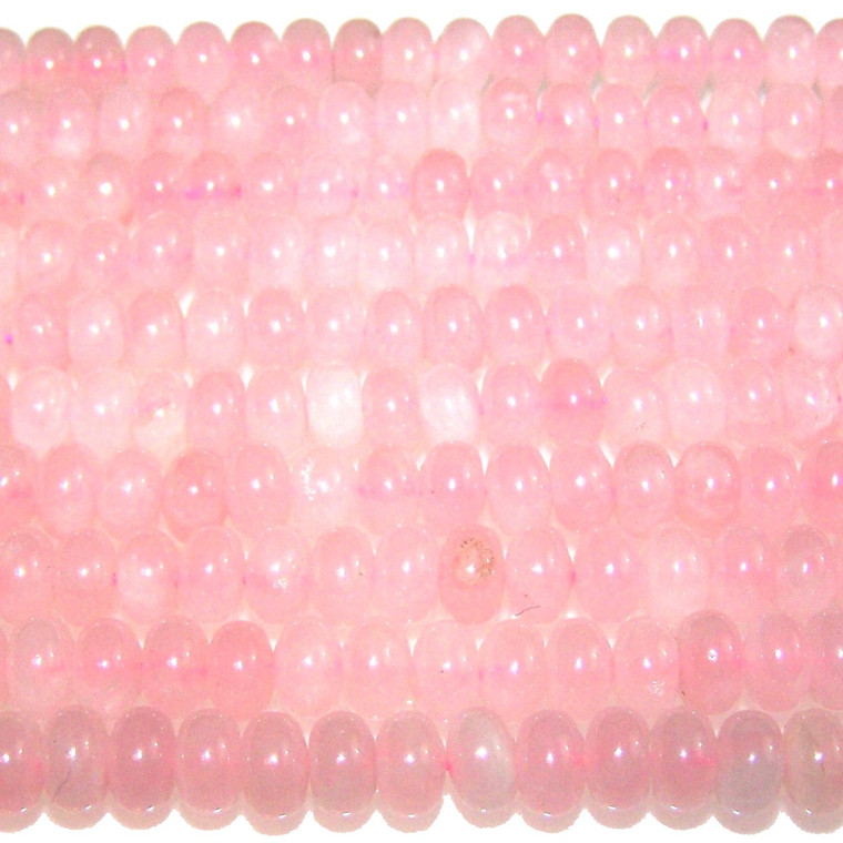 8x5mm Puff Rondelle Semiprecious Gemstone Beads - Rose Quartz