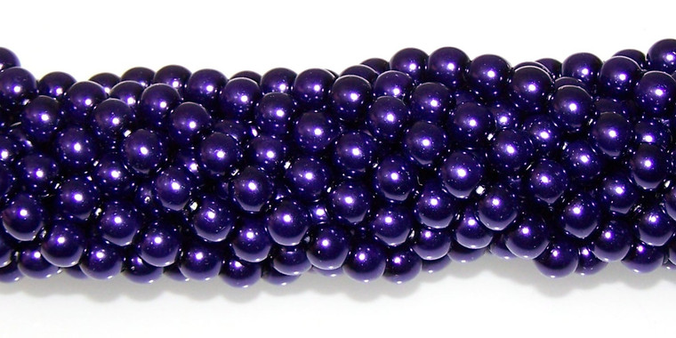 Czech Glass 6mm Pearl Beads - Purple