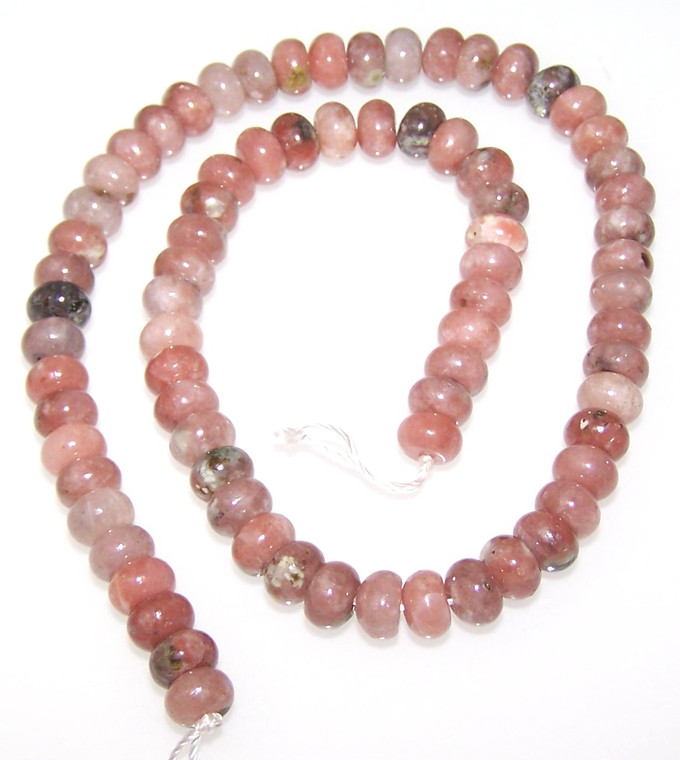 Red Plum Blossom Jasper 8x5mm Puff Rondelle Semiprecious Gemstone Beads