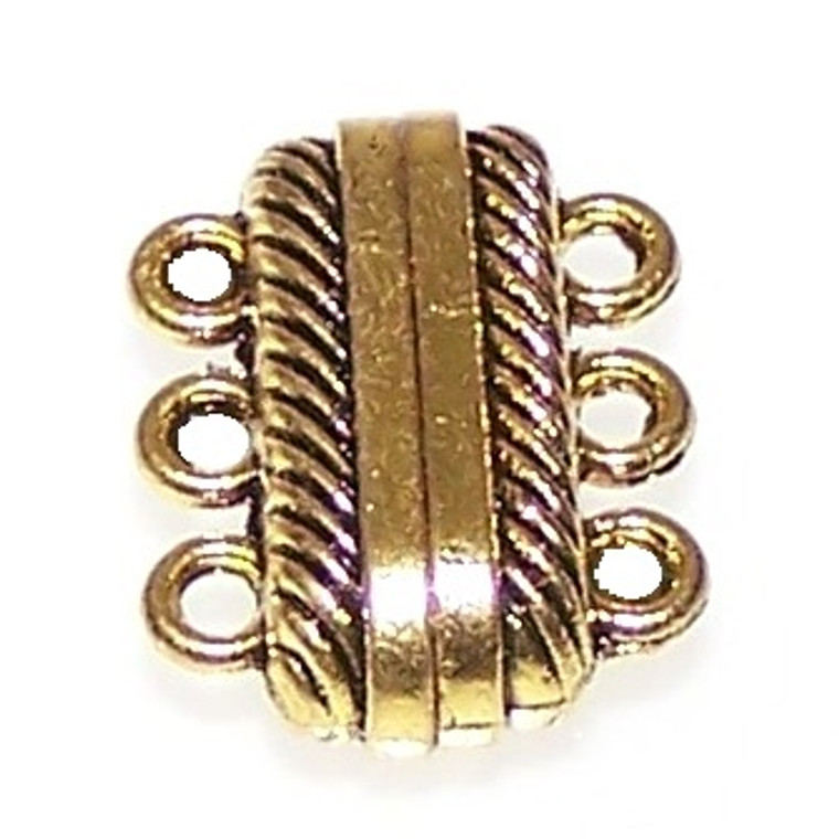 Antique Gold 18x14mm Super Strong 3-Strand Magnetic Clasps