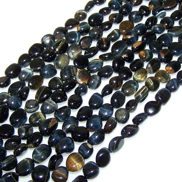 Blue Tiger Eye 7x10mm Irregular Nuggets Semiprecious Gemstone Beads