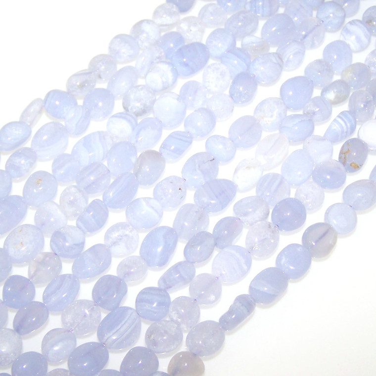 Blue Lace Agate 7x10mm Irregular Nuggets Semiprecious Gemstone Beads