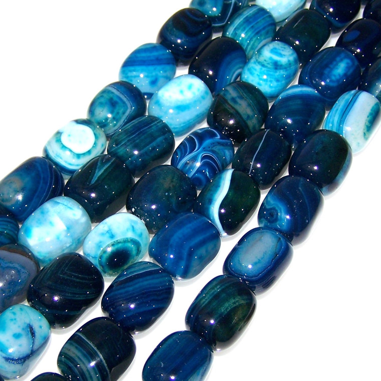 Semiprecious Gemstone Large Nugget Beads - Blue Banded Agate