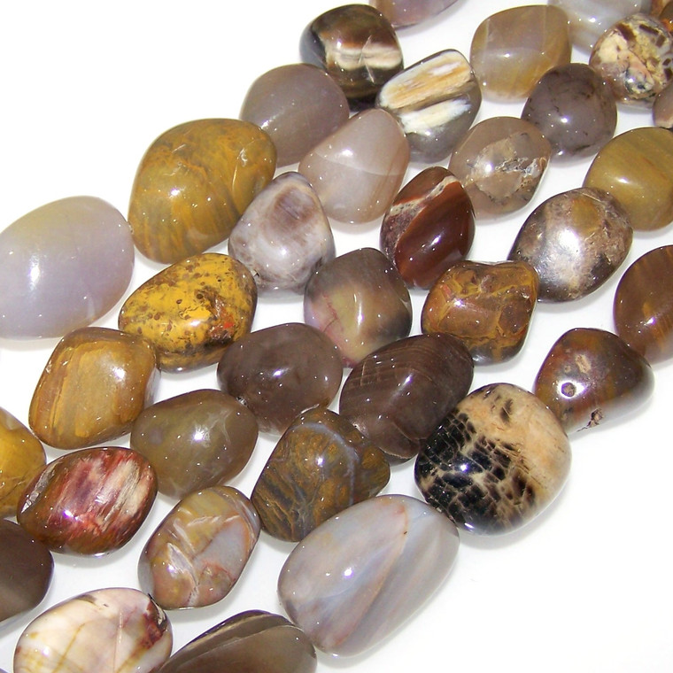 Semiprecious Gemstone Large Nugget Beads - Petrified Wood