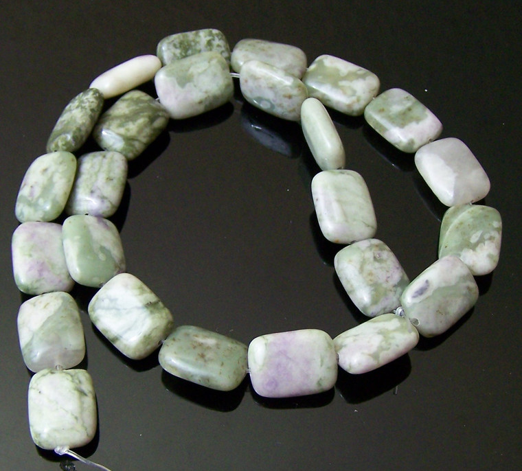 Peace Jade 12x16mm Puff Rectangles Semiprecious Gemstone Beads