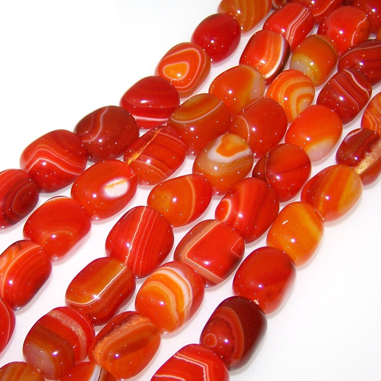 Semiprecious Gemstone Large Nugget Beads - Orange Banded Agate