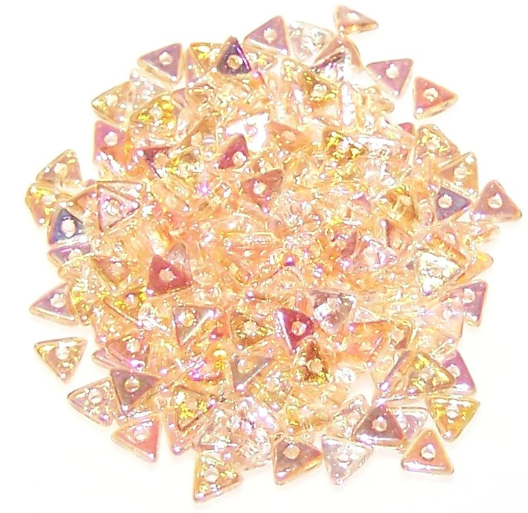 Czech Glass 4mm Tri-Beads - Crystal Yellow Rainbow